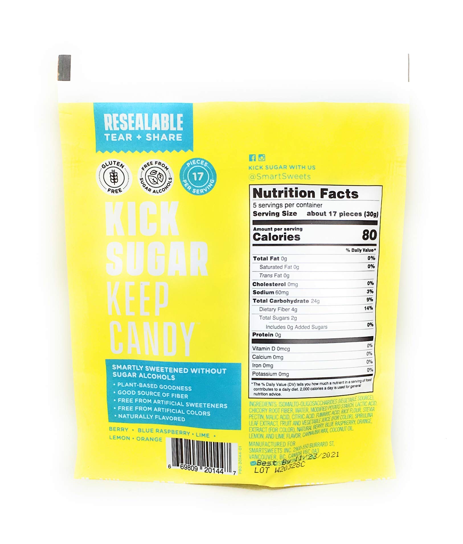 SmartSweets Sour Blast Buddies bag-open image for on-the-go snacking convenience.
