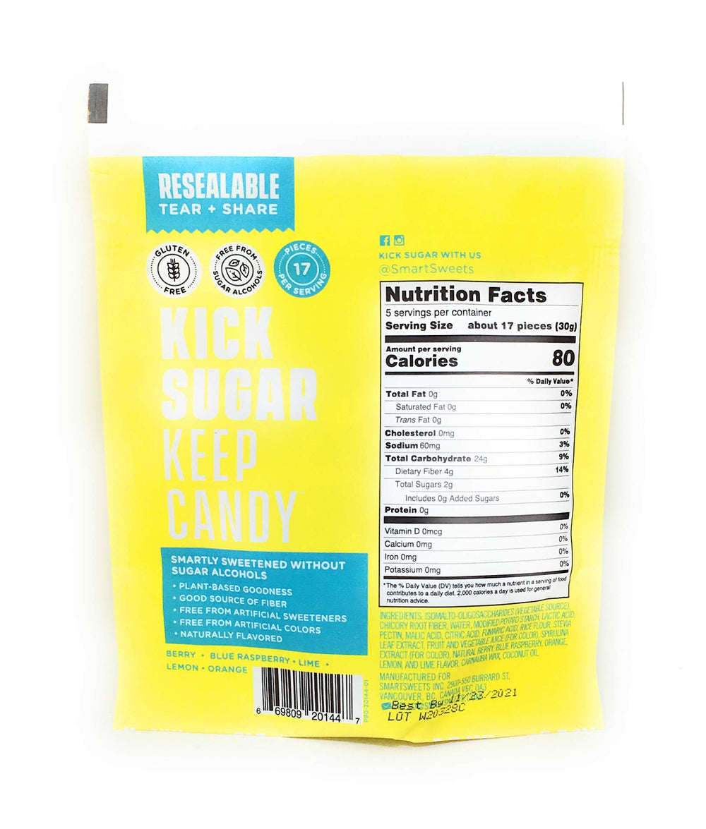 SmartSweets Sour Blast Buddies bag-open image for on-the-go snacking convenience.