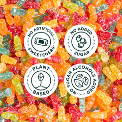 SmartSweets Sour Blast Buddies Blue Raspberry flavor display highlighting no artificial sweeteners.