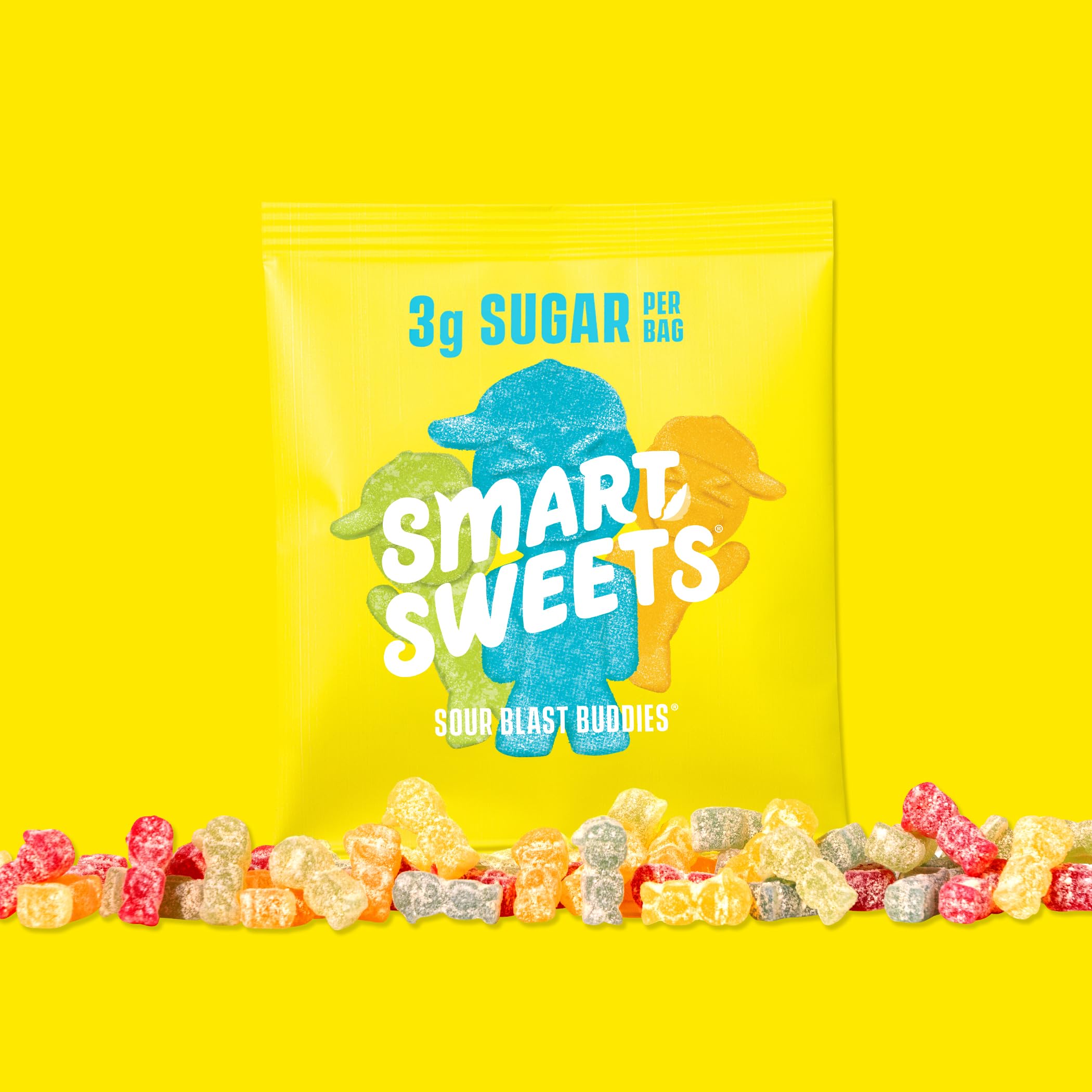 SmartSweets Sour Blast Buddies Lime flavor close-up with bright tangy bite.