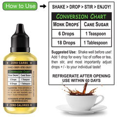 Smart138 Monk Drops in a coffee cup adding flavor with zero calories