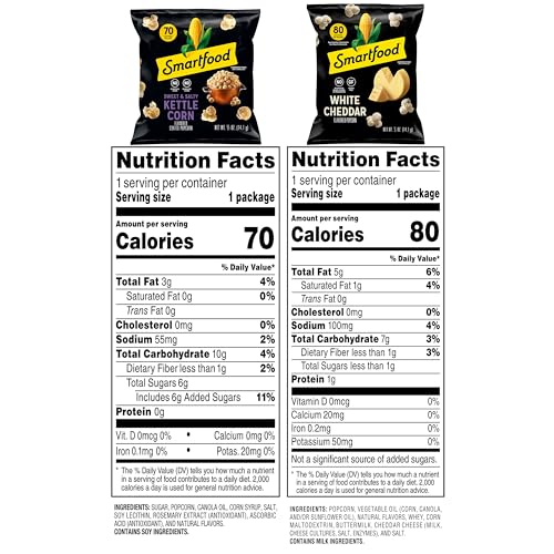 Smartfood Sweet and Salty Kettle Corn bags showing balanced crunch