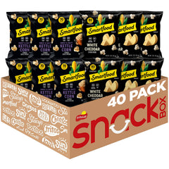 Smartfood variety pack front view showing 40-count assortment for sharing