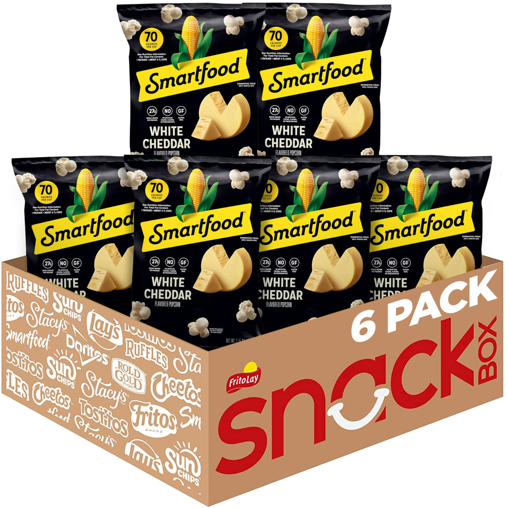 Smartfood White Cheddar popcorn six-pack bags for on-the-go snacking
