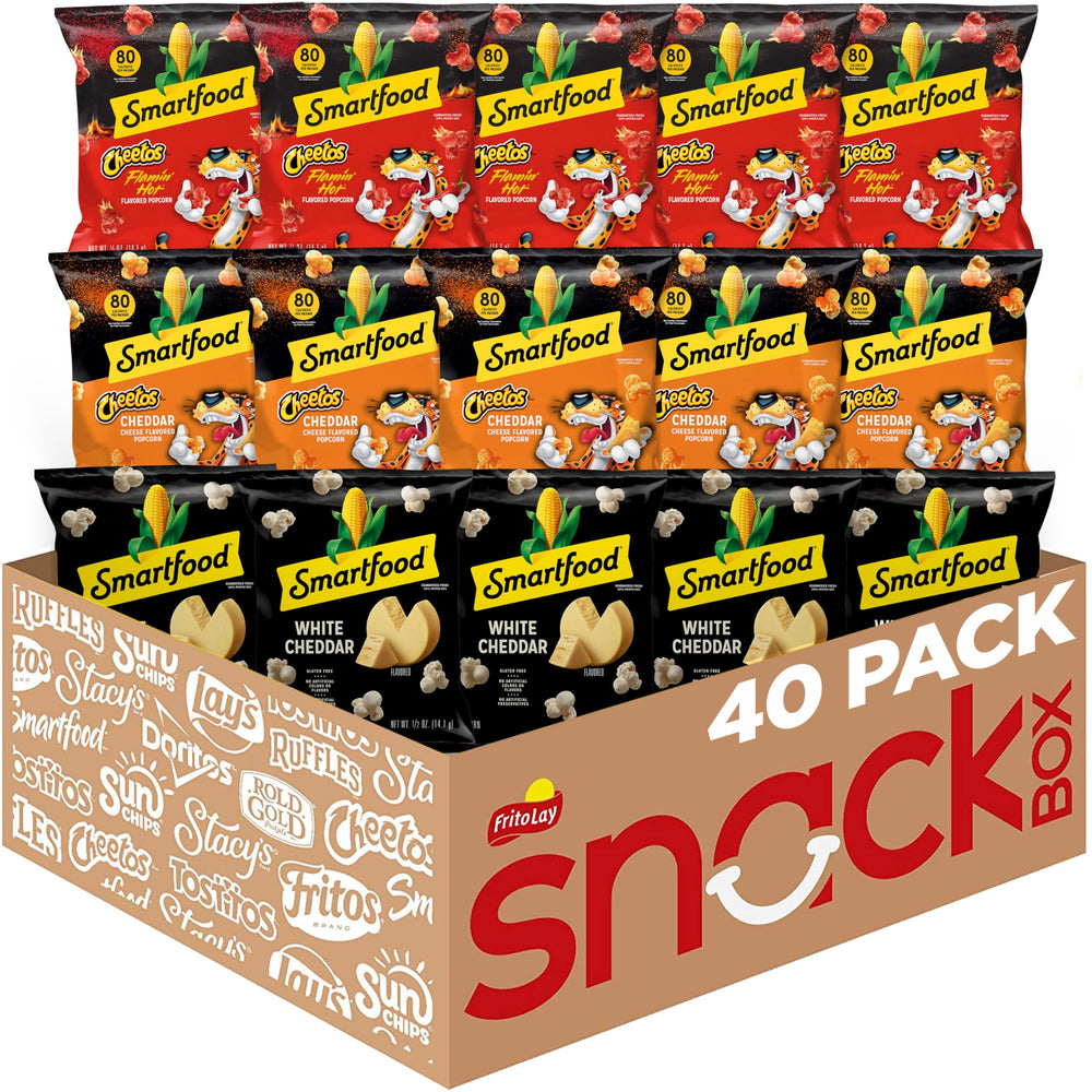 Smartfood popcorn variety pack on display, great for sharing.