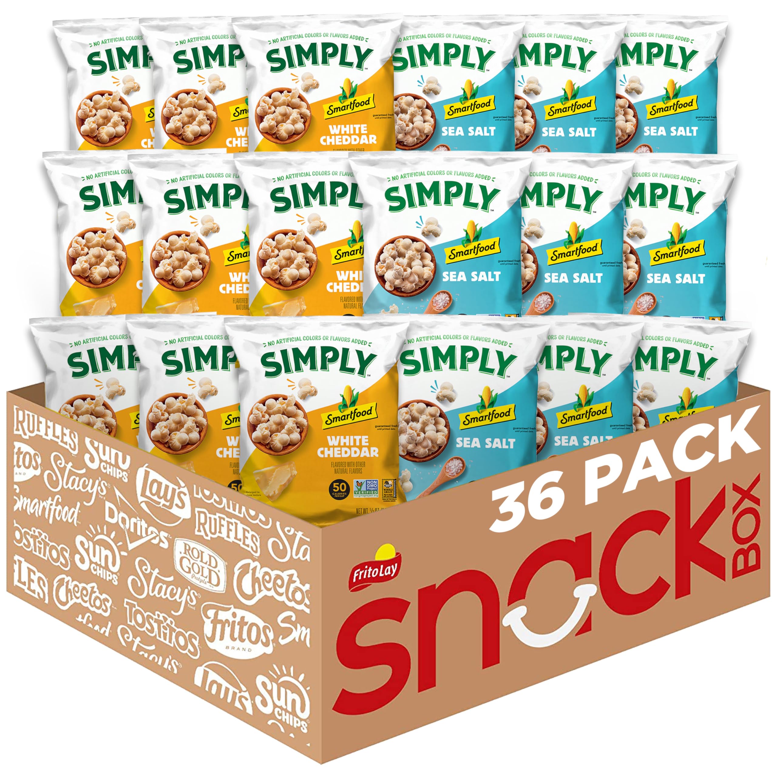 Smartfood Simply Variety White Cheddar bags offer bold flavor for lunchboxes.