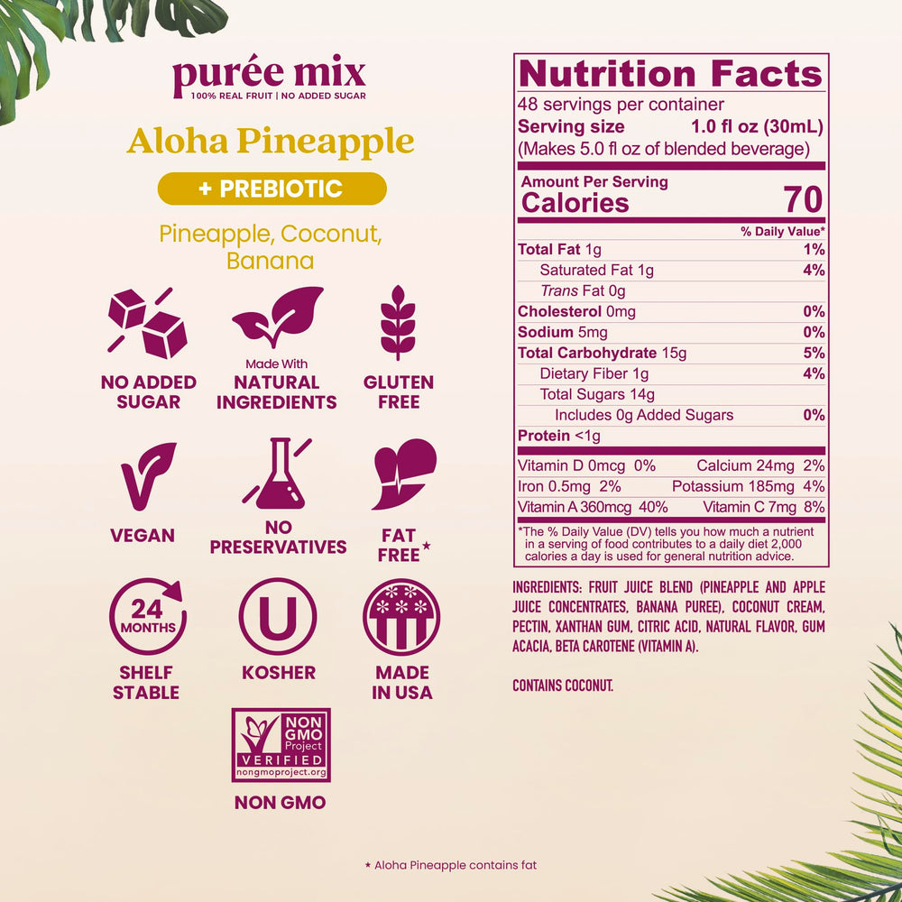 Smartfruit Aloha Pineapple Purée glass with tropical smoothie