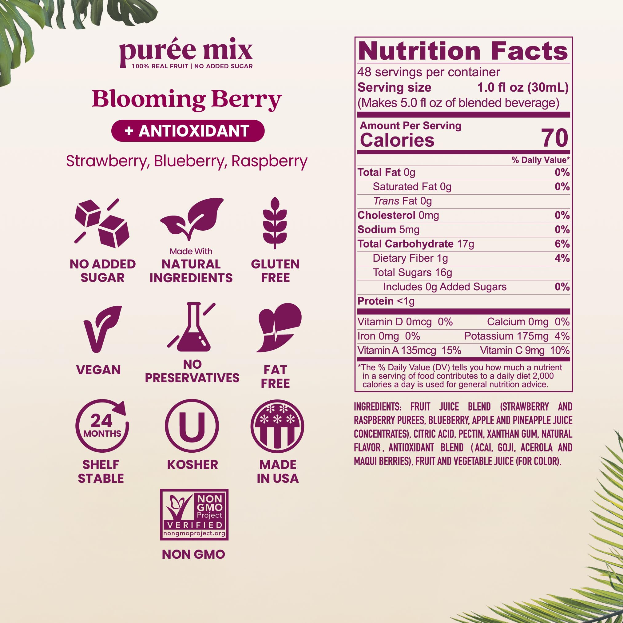 Smartfruit Blooming Berry puree pour adds natural flavor to beverages.