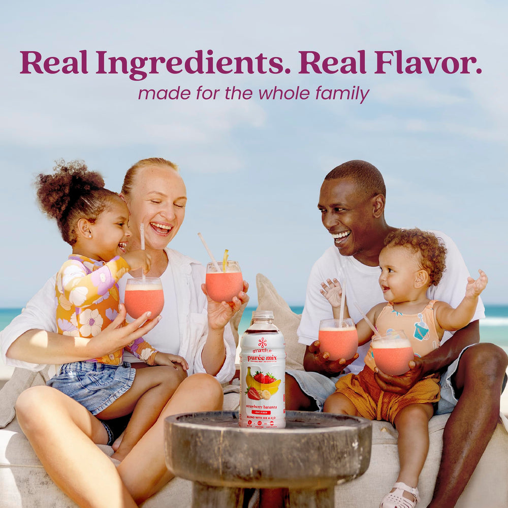 Pouring Smartfruit into a cocktail glass for a mocktail or cocktail.