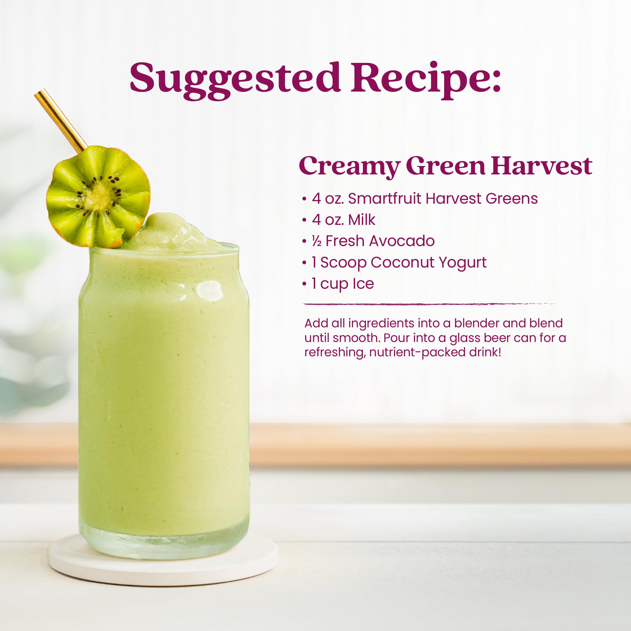 Smartfruit Harvest Greens + Detox tea mix in a cup.