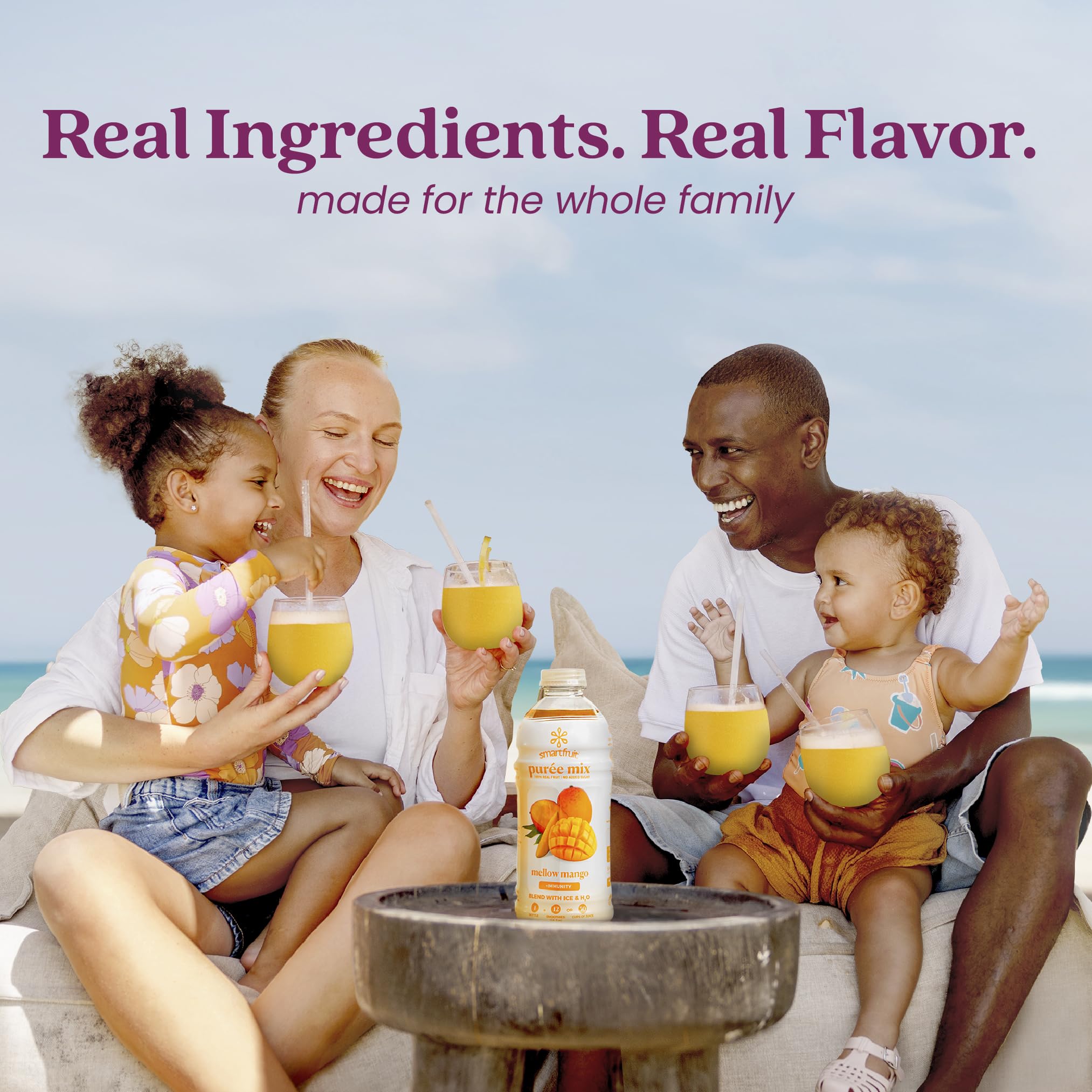 Smartfruit Mellow Mango + Immunity bottle with mango visible for tropical flavor