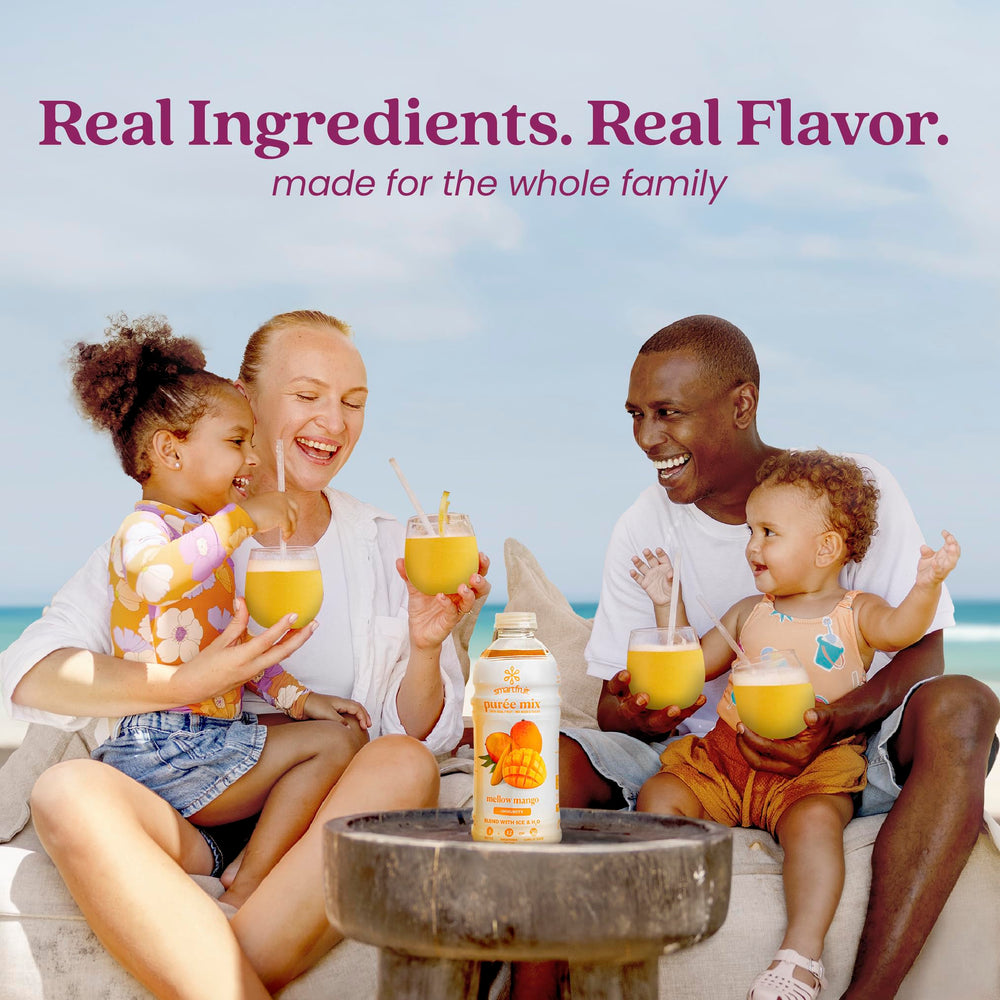 Smartfruit Mellow Mango + Immunity bottle with mango visible for tropical flavor