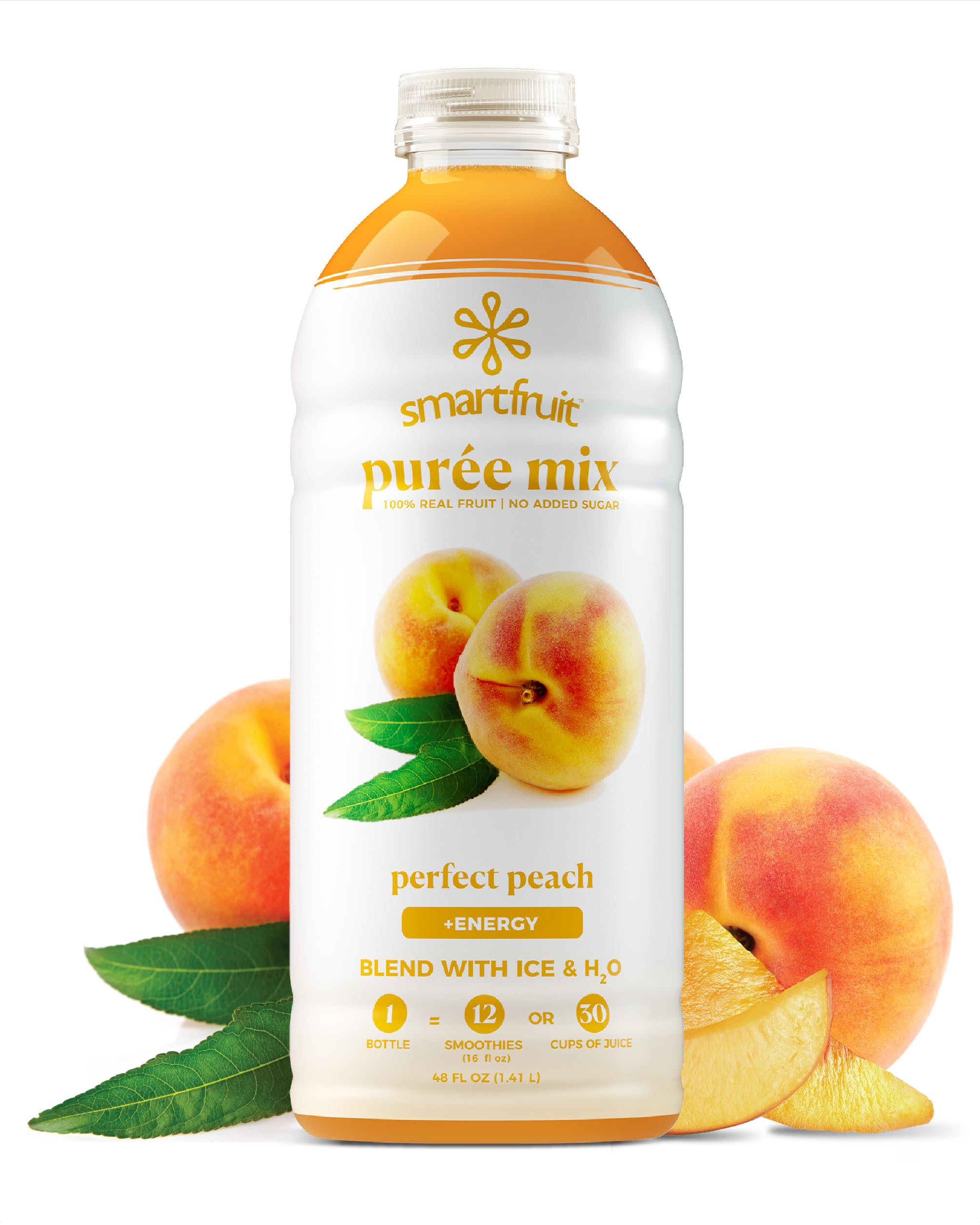 Smartfruit Perfect Peach + Energy bottle front for smoothies