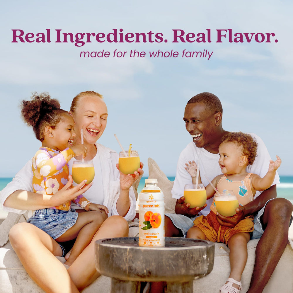 Smartfruit Perfect Peach + Energy bottle with cocktail glass for drinks