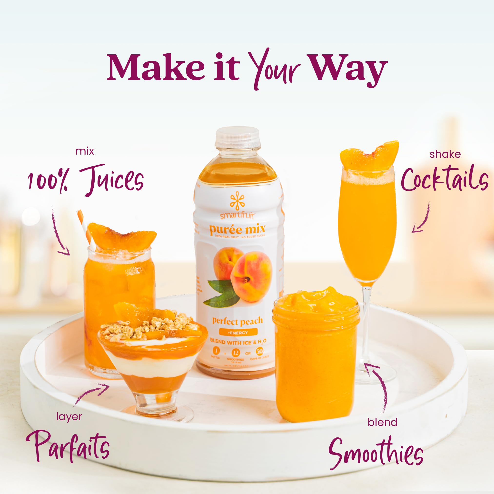 Smartfruit Perfect Peach + Energy bottle with kid-friendly snack ideas