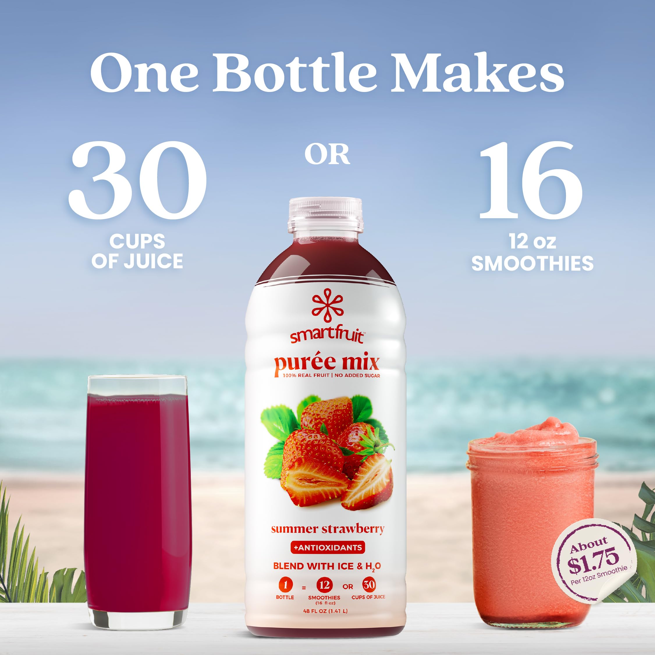 Smartfruit smoothie in blender showcasing quick, healthy breakfast option.