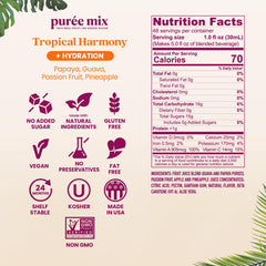 Smartfruit Tropical Harmony bottle being poured into a glass for quick home juice blends.