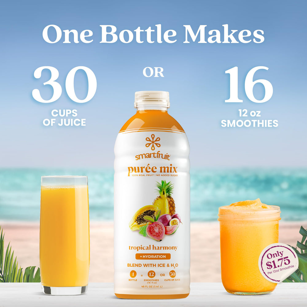Cocktail shaker with Smartfruit Tropical Harmony, enabling easy restaurant-style drinks at home.