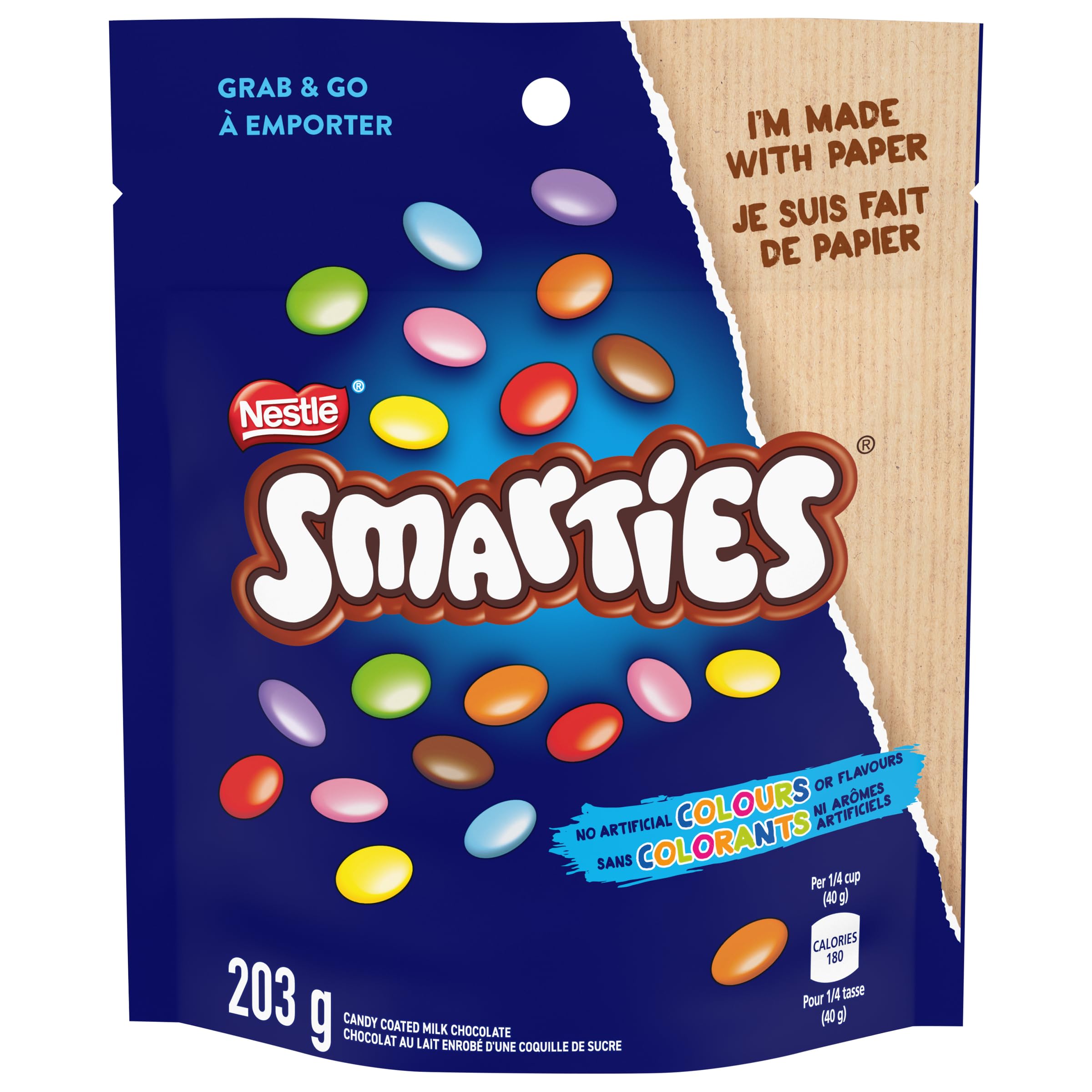 Smarties 203g canister front view for everyday snacking
