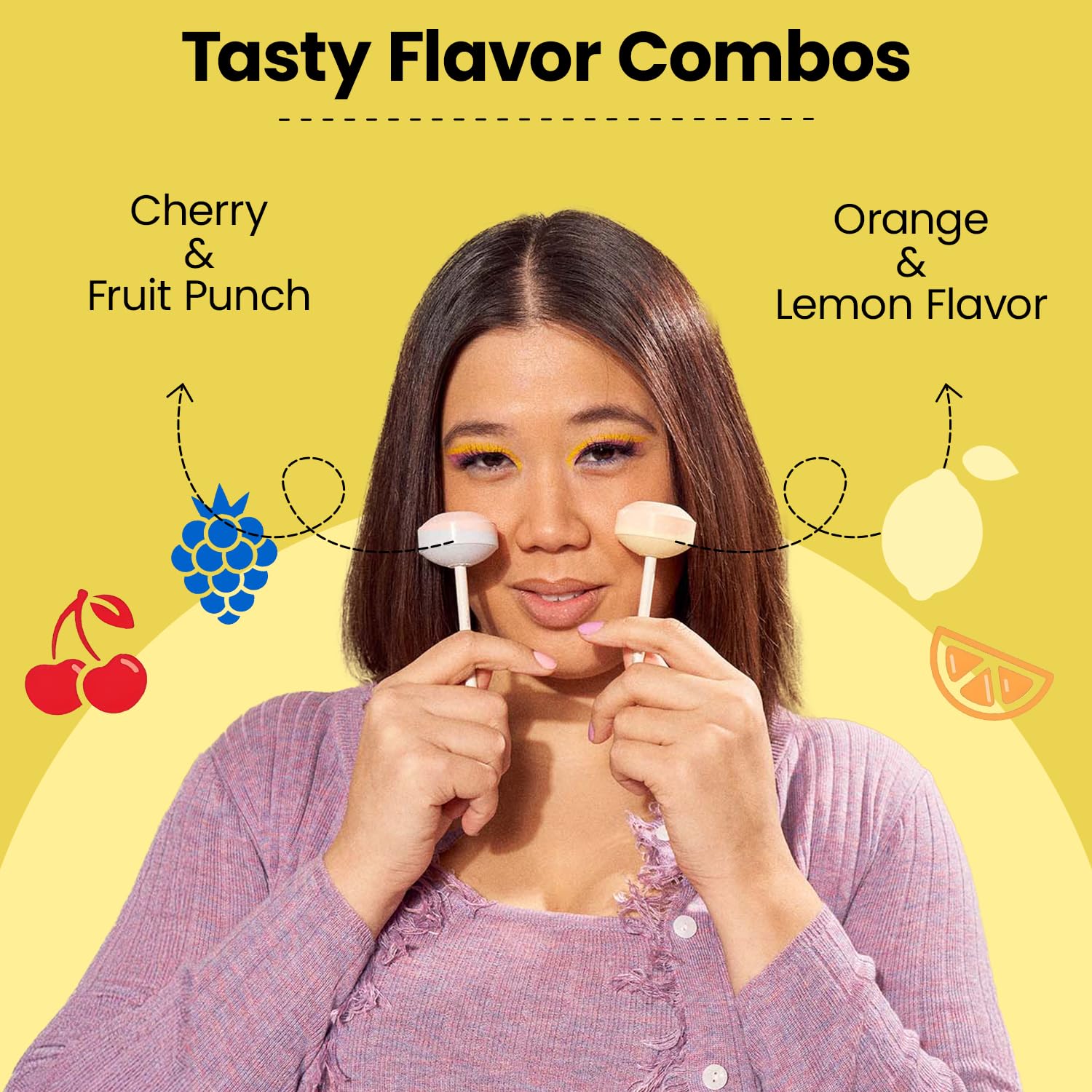 Smarties assorted fruit flavors lollies shown in colorful snack options.