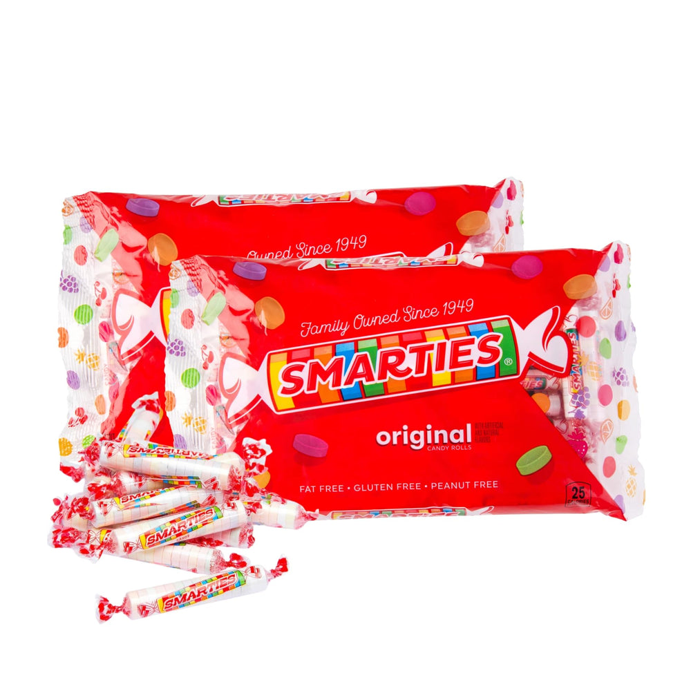 Smarties bulk rolls original flavor packaging highlights convenient two-pack for parties