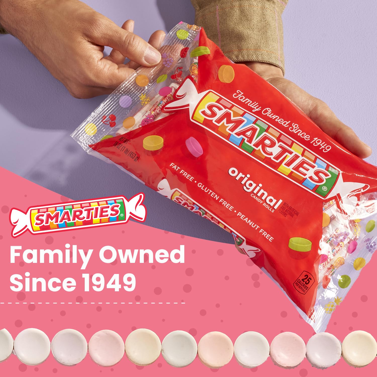 Smarties colorfully coated candy close-up shows vibrant hues and crisp texture