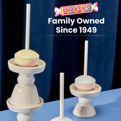 Smarties Double Lollies Mega two-flavors-on-tray sample at a colorful party spread.