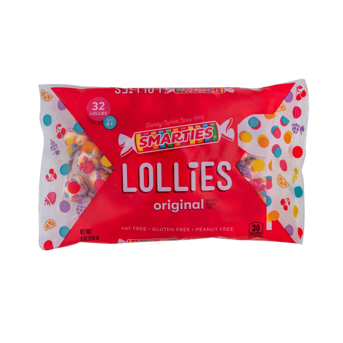 Smarties Double Lollies pack front showcasing vibrant two-flavor lollipops