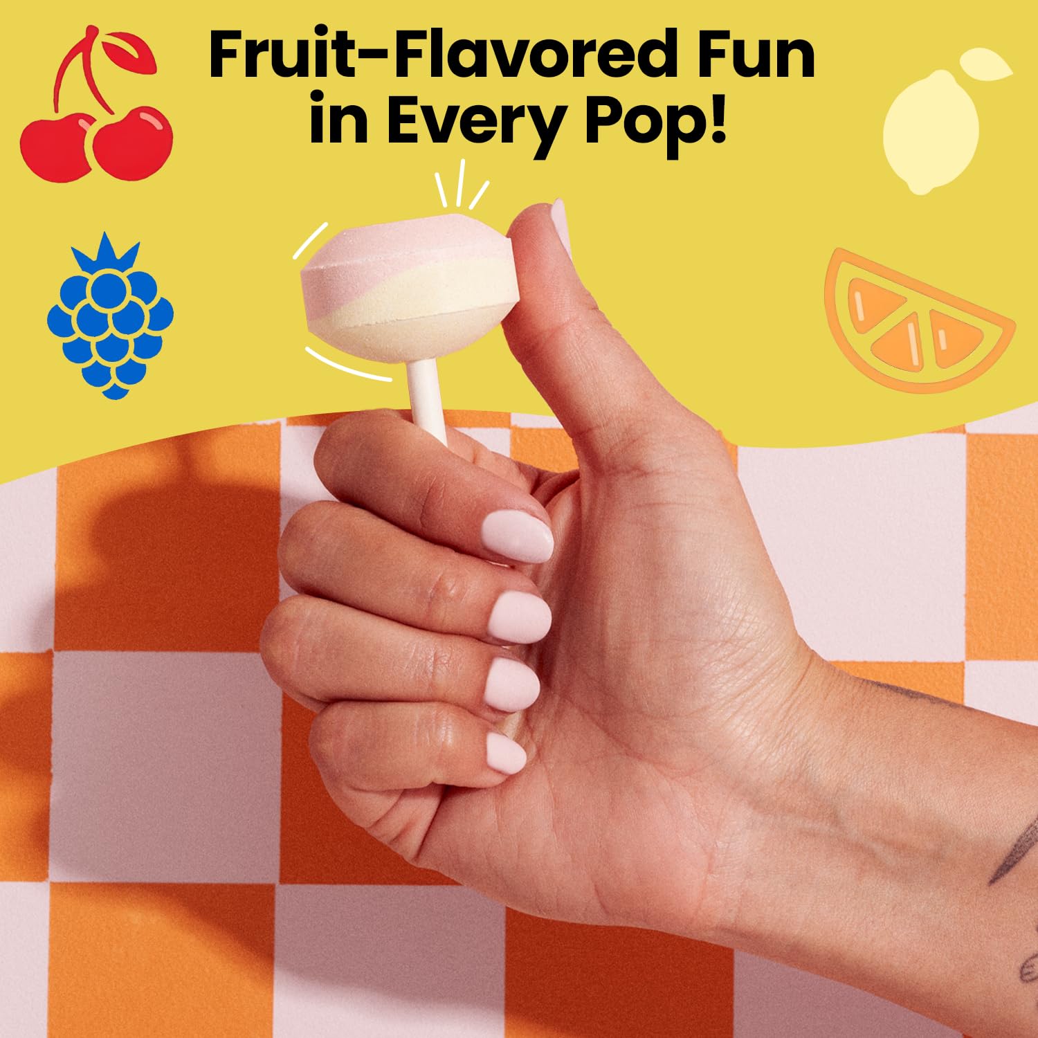 Smarties gluten-free peanut-free lollipops on display with allergy-friendly appeal.