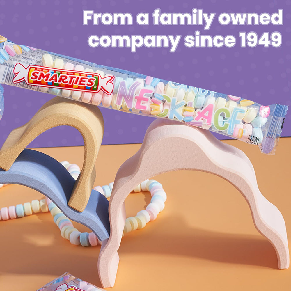 Smarties vegan gluten-free label highlights inclusive candy for schools and events.