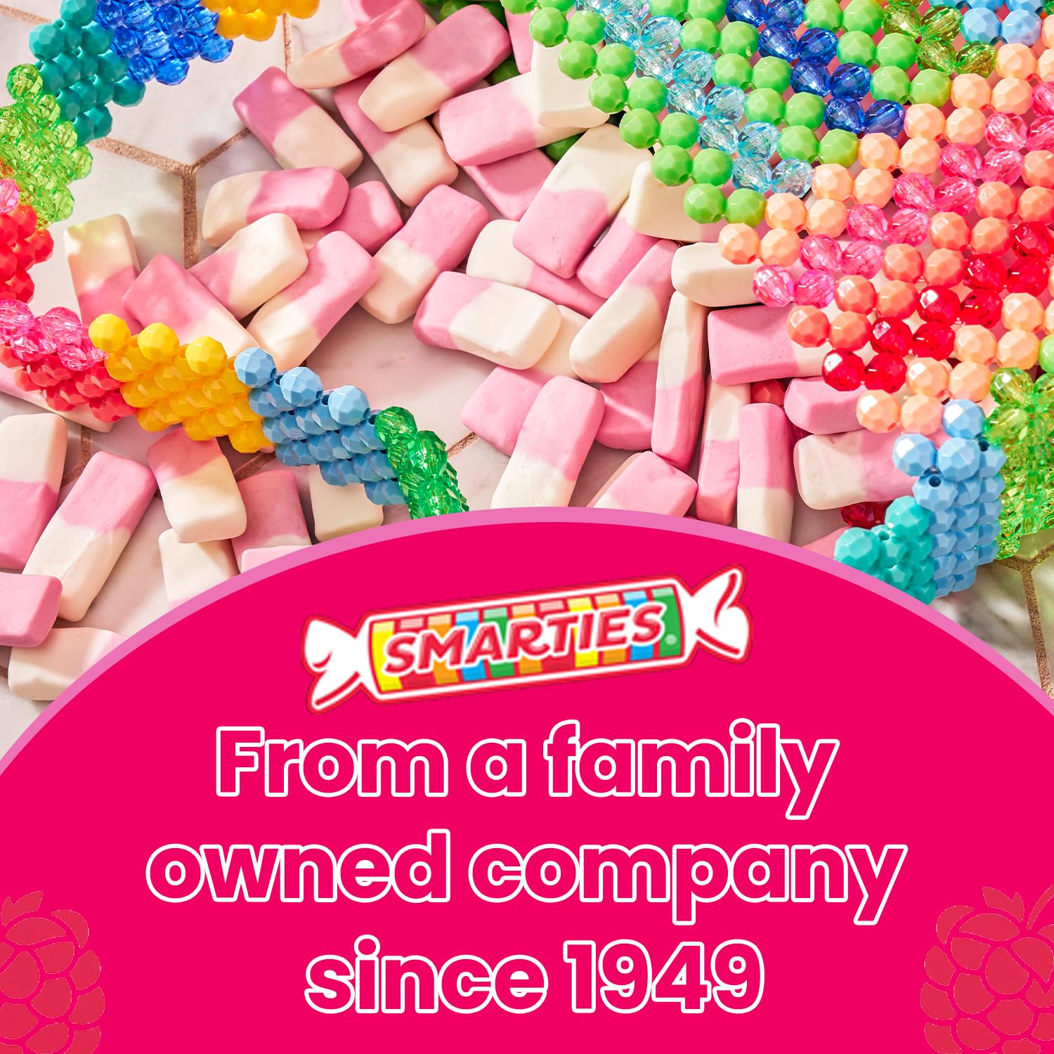 A 5 oz bag of Smarties Squashies, soft and chewy snack