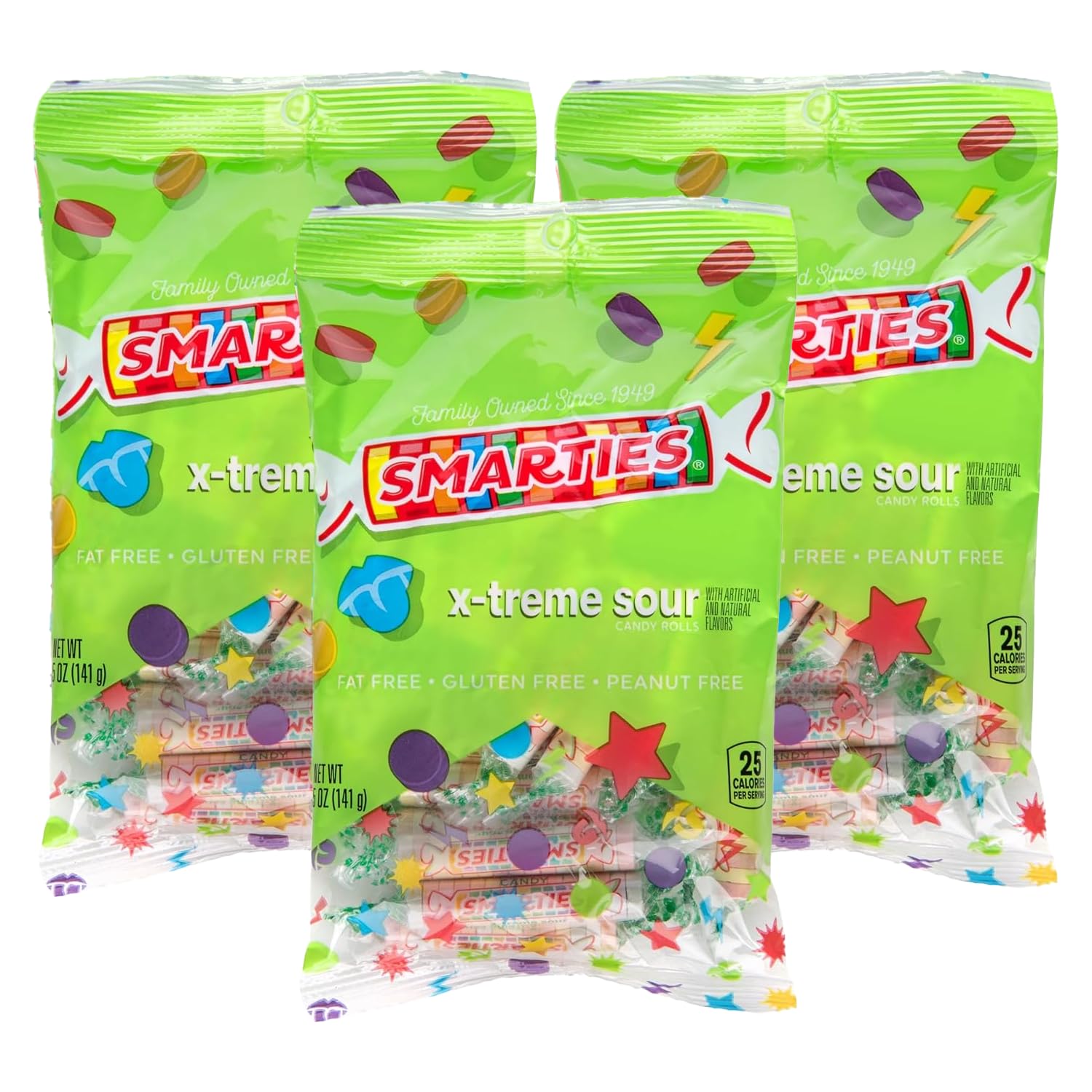 Smarties X-treme Sour Candies closeup, tangy bite ideal for party snacking.