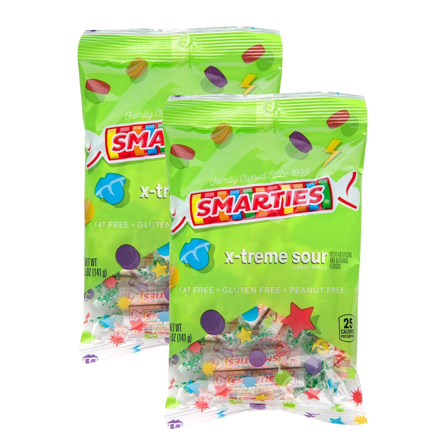 Smarties X-Treme Sour Candies bag front view highlighting tangy flavors for bold snacking