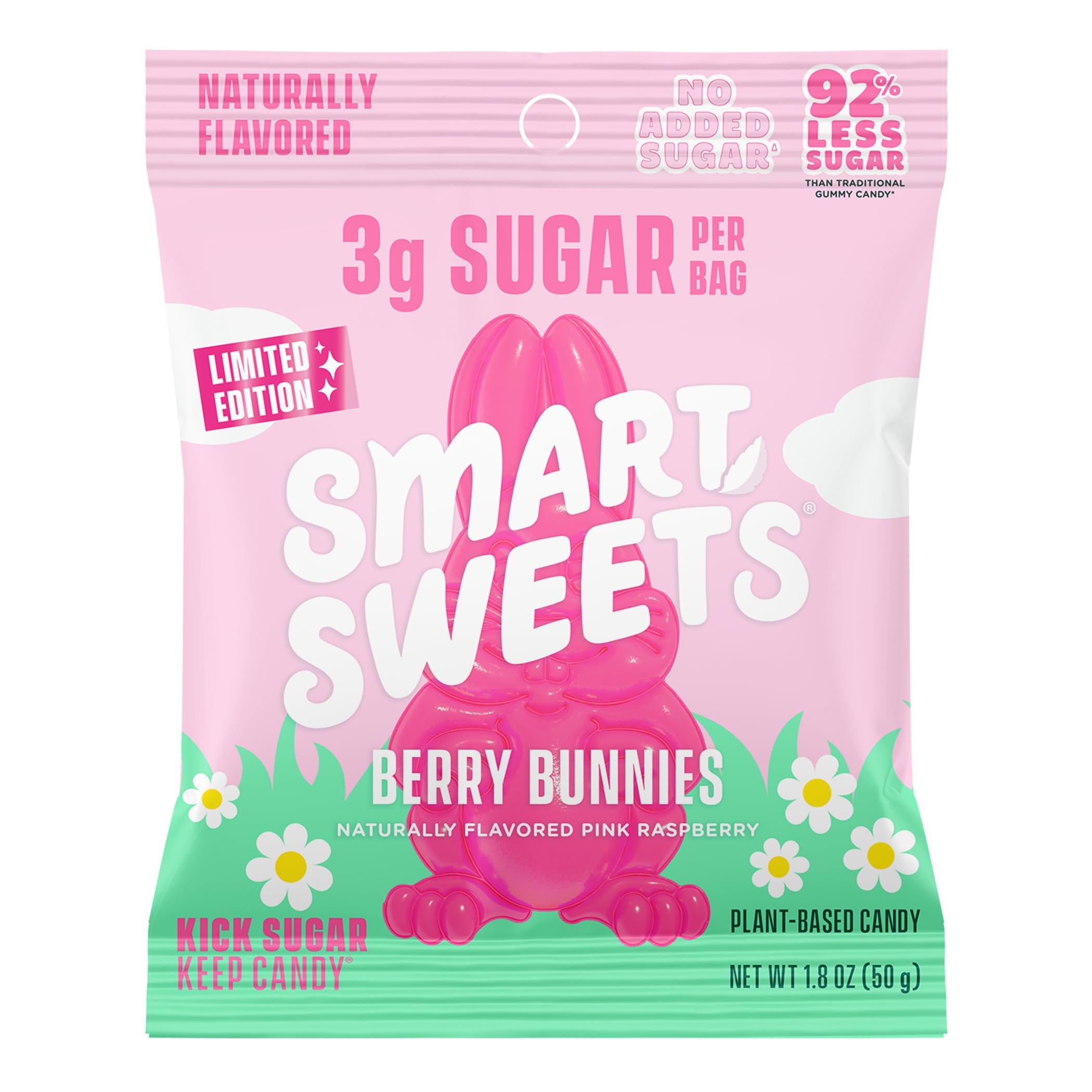SmartSweets Berry Bunnies Easter pack front, low-sugar gummy candy.