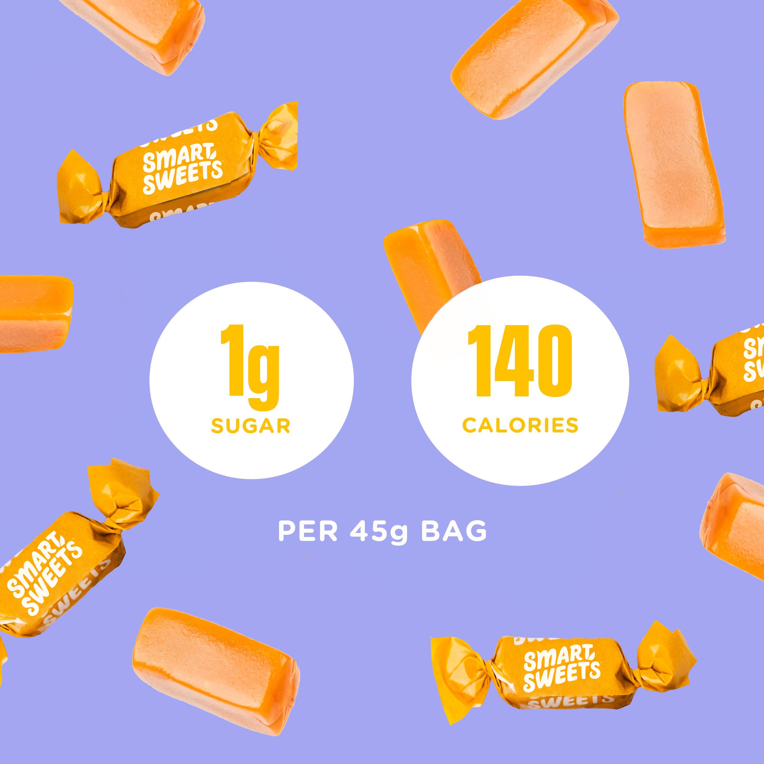 SmartSweets Caramels ideal for kids snack time, with reduced sugar