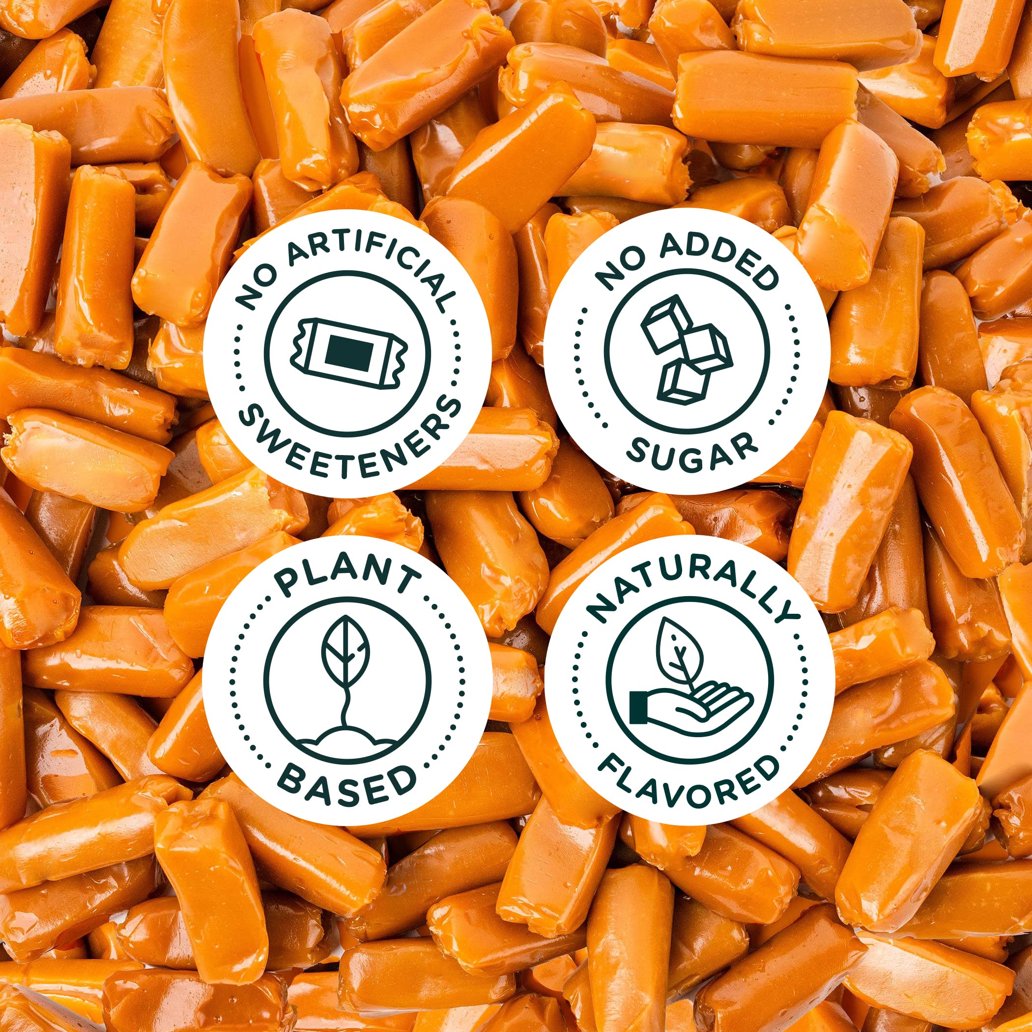 SmartSweets Caramels allulose and stevia ingredients highlighted for clean sweetness
