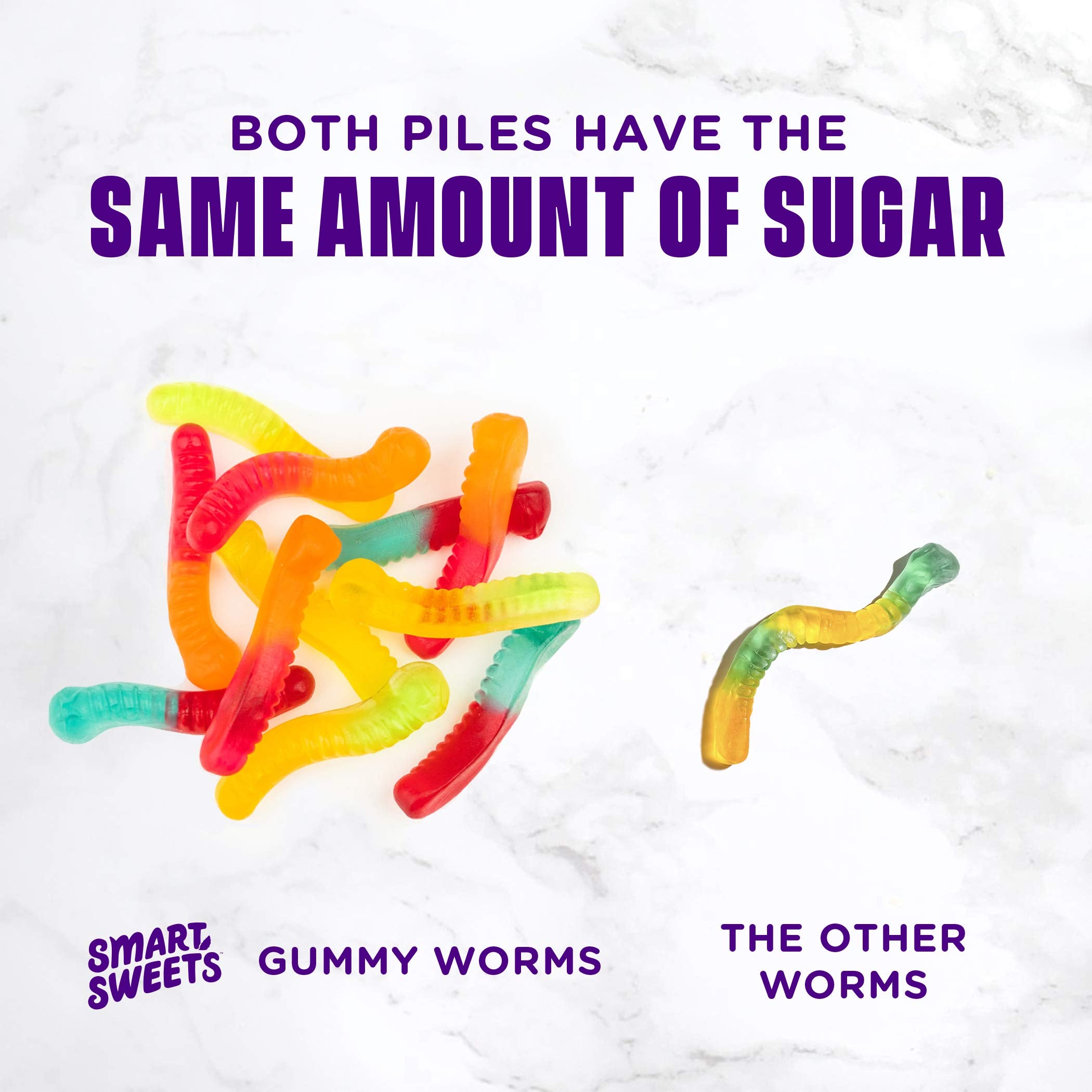 14-pack SmartSweets Gummy Worms packaging image.