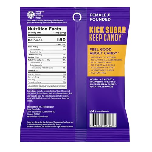 Close-up of SmartSweets Gummy Worms flavors with no artificial sweeteners.