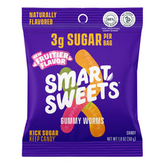 SmartSweets Gummy Worms pack-14 front view, a low-sugar snack.