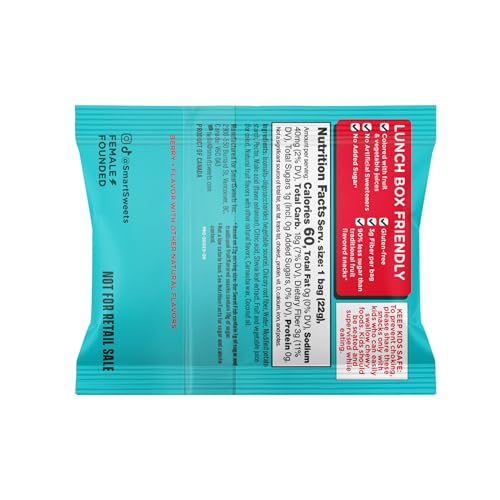 Open pack showing colorful gummies, kid-friendly and gluten-free.