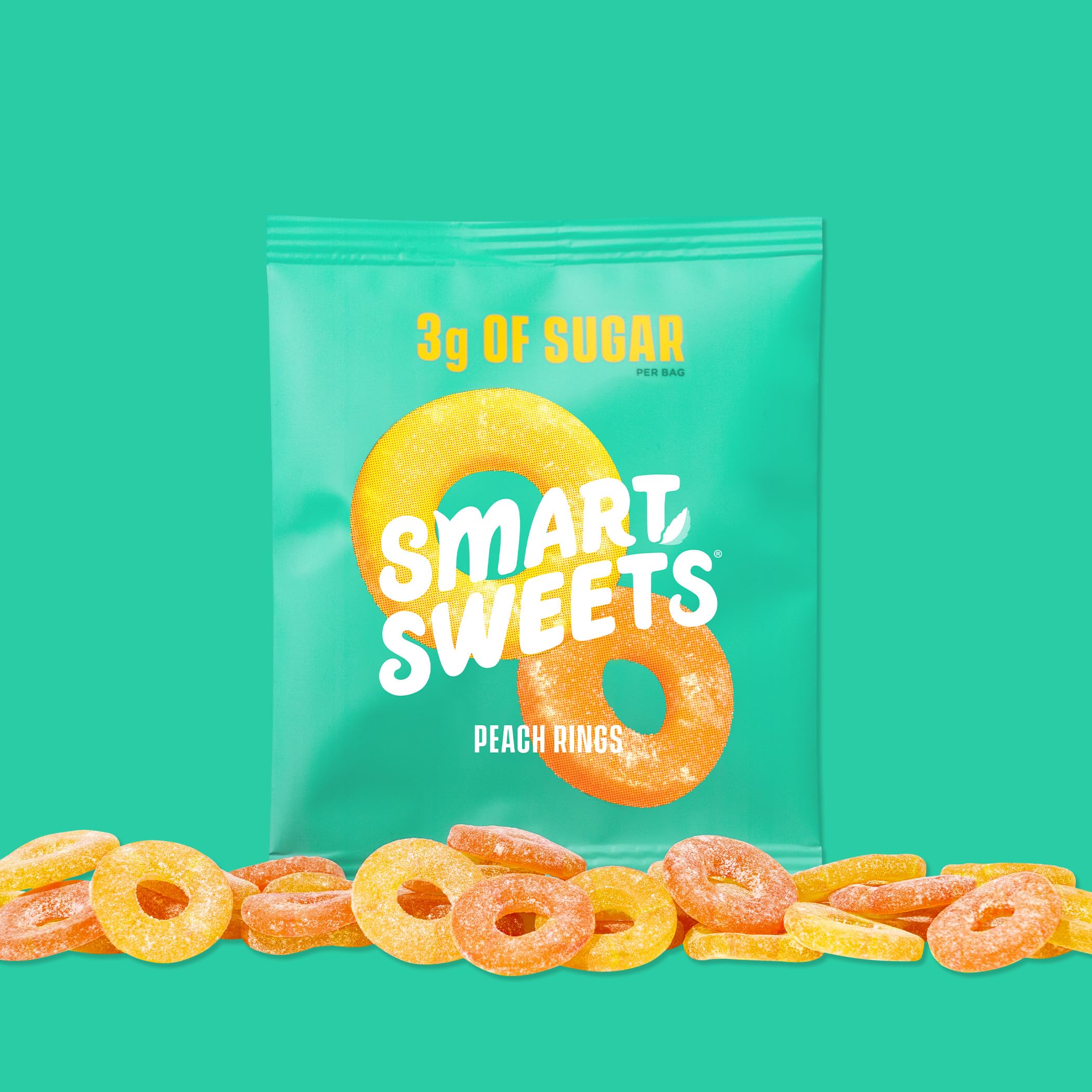 SmartSweets Peach Rings gluten-free label close-up confirms allergy-friendly appeal.