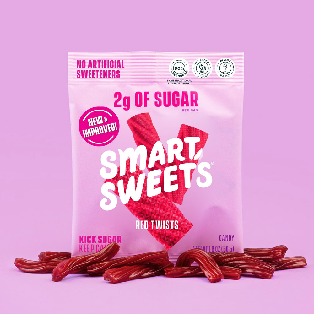 SmartSweets Red Twists adult snacking moment.