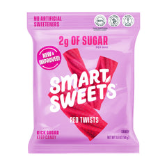 SmartSweets Red Twists 12-pack display, a lower-sugar licorice option.