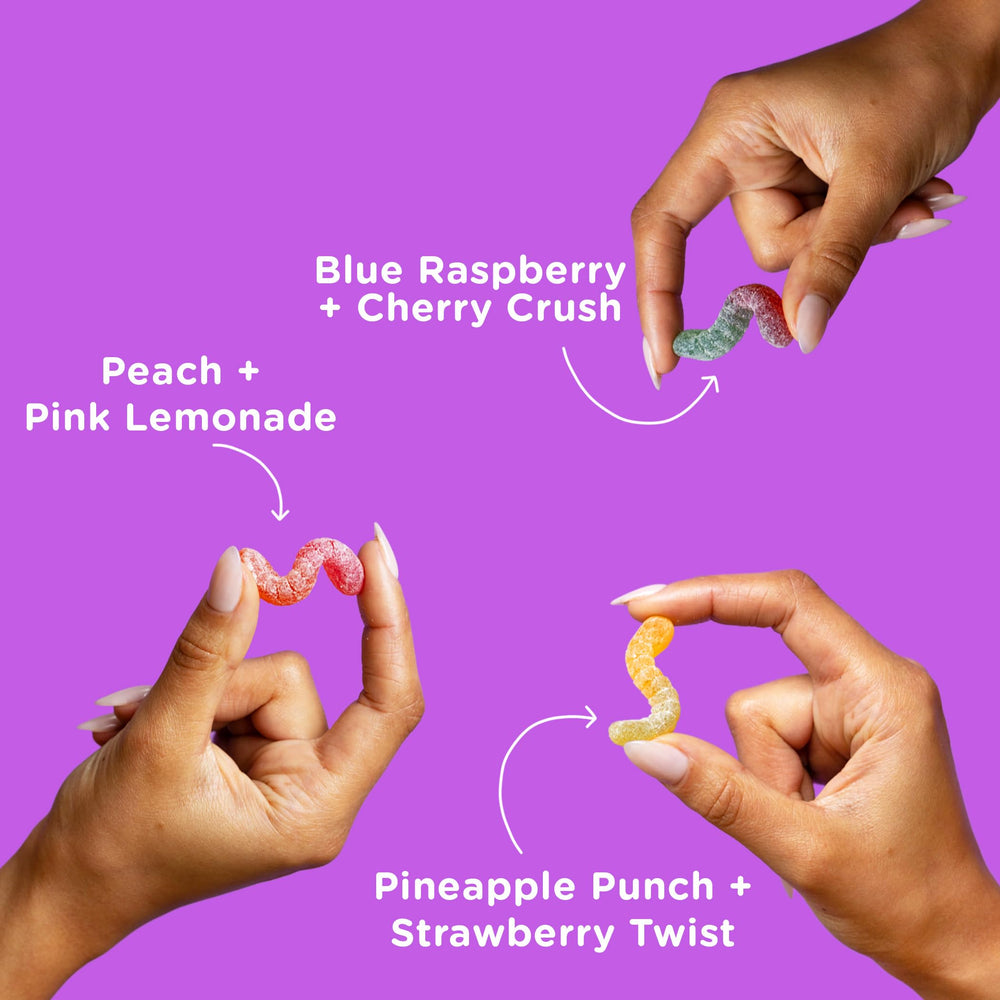 SmartSweets Sour Gummy Worms in a kid-friendly snack spread, perfect for busy mornings.