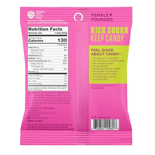 SmartSweets Sourmelon Bites gluten-free bag with sour punch and no artificial sweeteners.