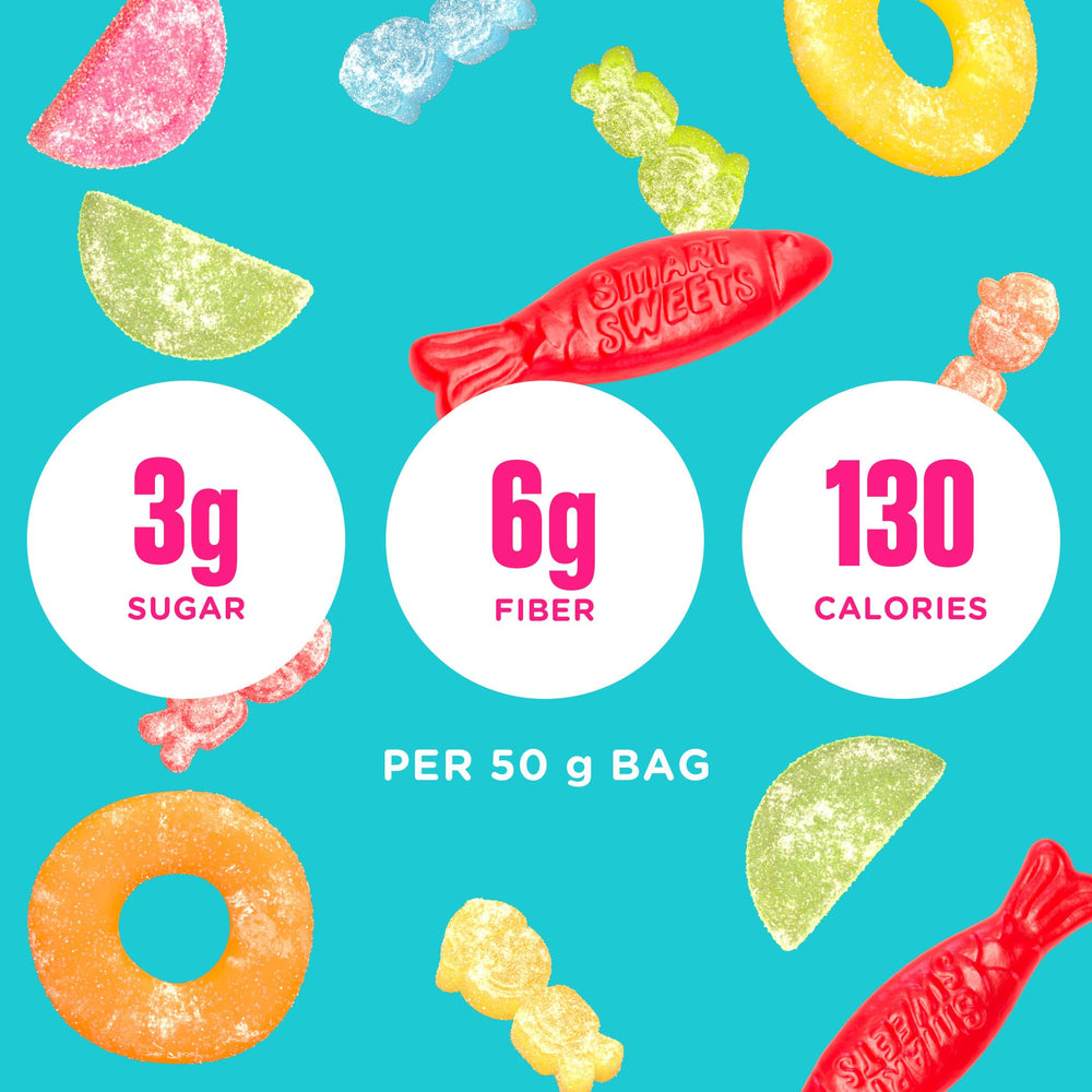 SmartSweets Sourmelon Bites bags provide fruity, low-sugar snacking with natural flavors.