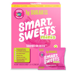 SmartSweets Sourmelon Bites pack shown as an eight-pouch multipack for easy on-the-go snacking
