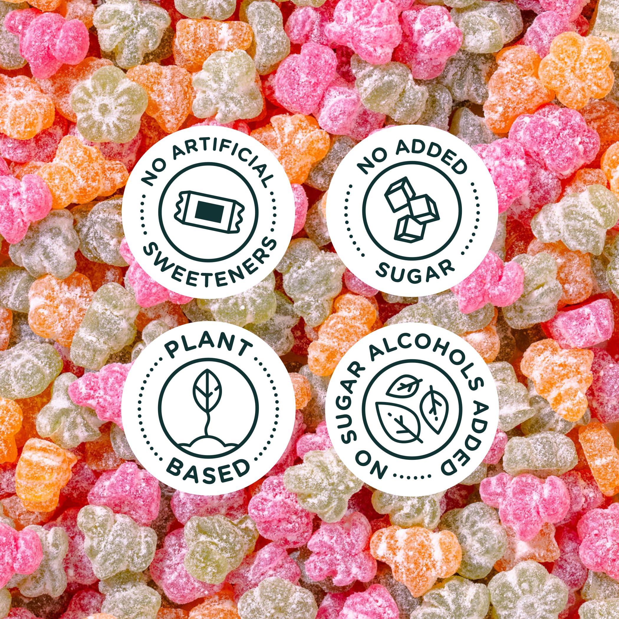SmartSweets Tropical Sours chewy bite close-up with zing