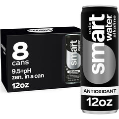 Smartwater alkaline antioxidant can front view for refreshing hydration on the go