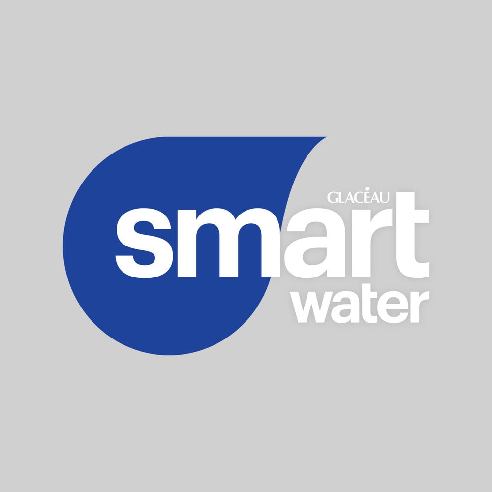 Ice and glass with Smartwater 12oz can evokes a crisp finish and chill